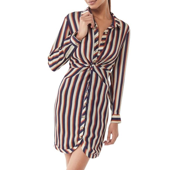 Heartloom Tina Striped Twist-Front Collared Shirt Dress Sz M - Picture 1 of 12